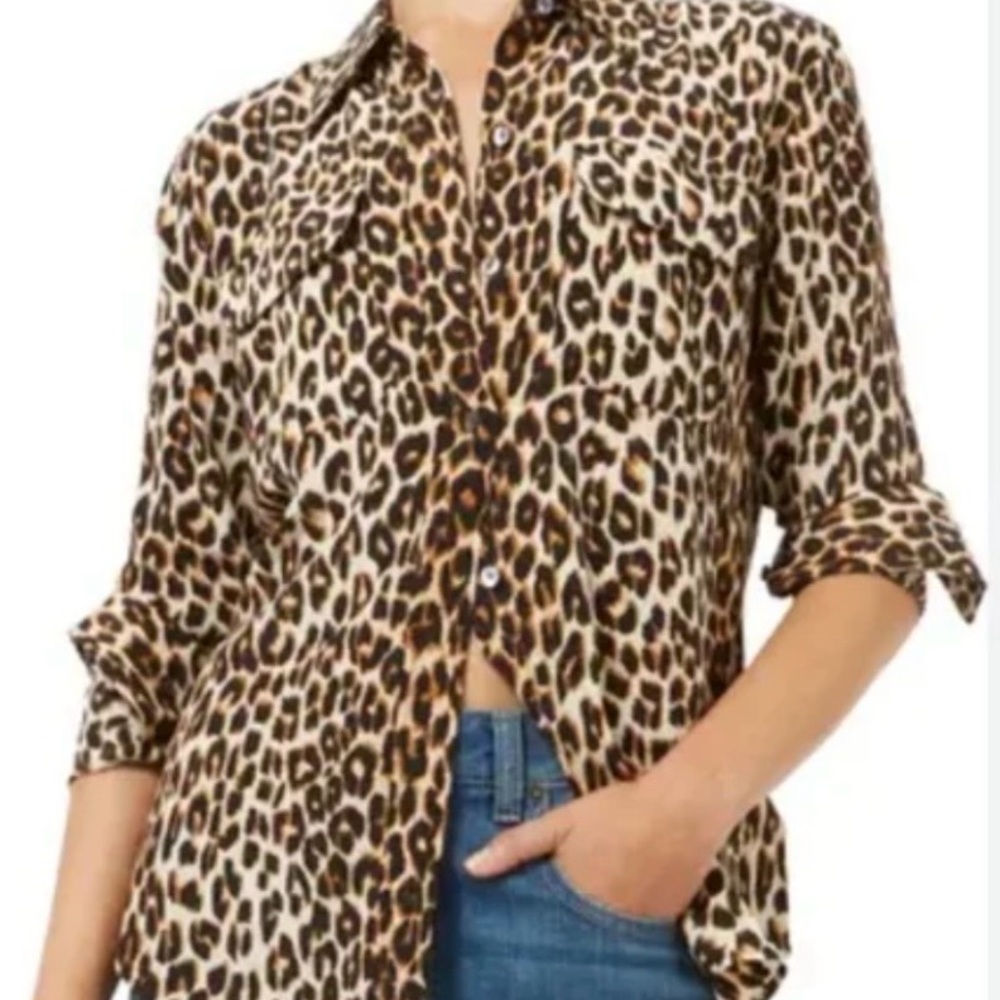 White House Black Market Animal Print Button-Down Shirt